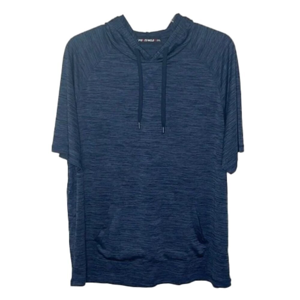❤️ 🆕 SPORTSWARE Mens Heathered Blie Shortsleeve Hoodie Size 2XL